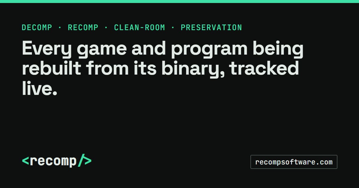 Tool lineage: what each recomp and decomp is built on · Recomp