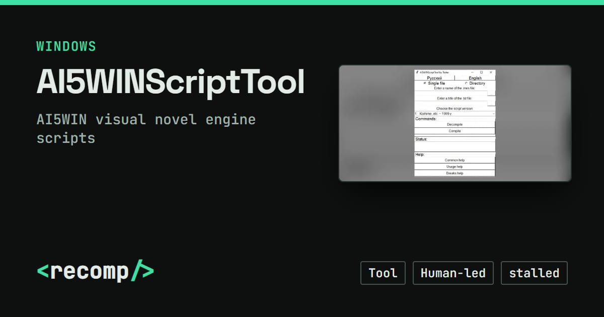 AI5WINScriptTool: source port, download & source · Recomp