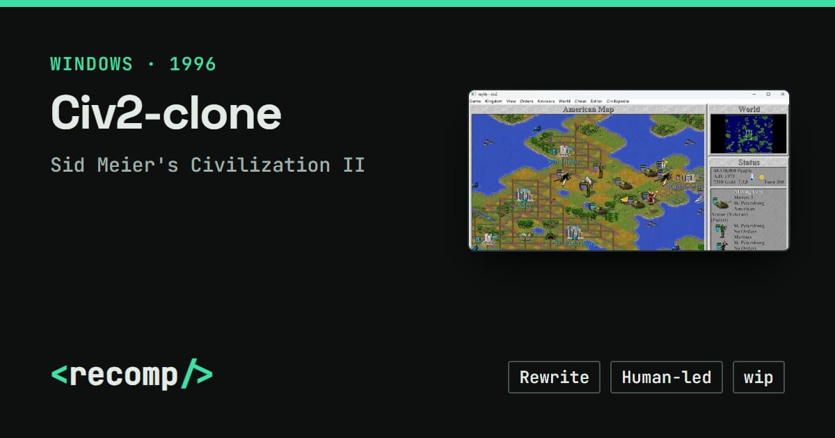 Software Clone Os Civ2-clone · Recomp