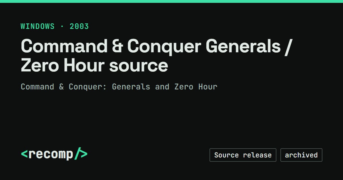 Commanders Roster 2024 Command & Conquer Generals / Zero Hour source · Recomp