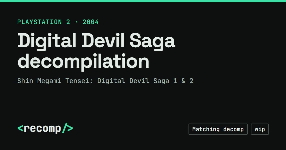Digital Devil Saga decompilation · Recomp