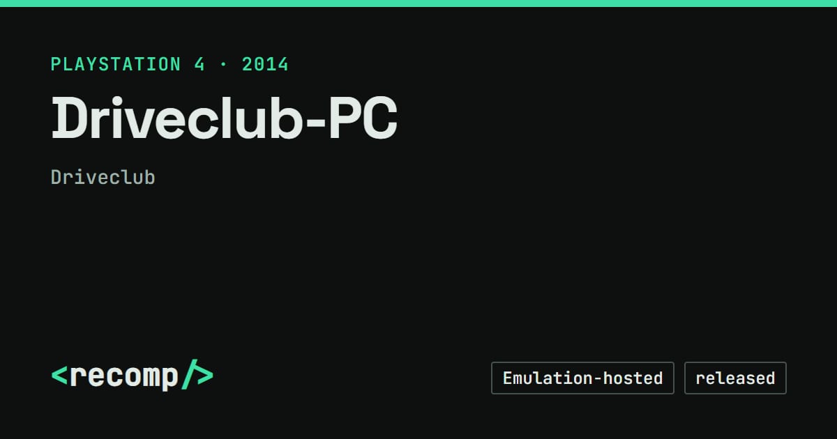 Driveclub-PC · Recomp