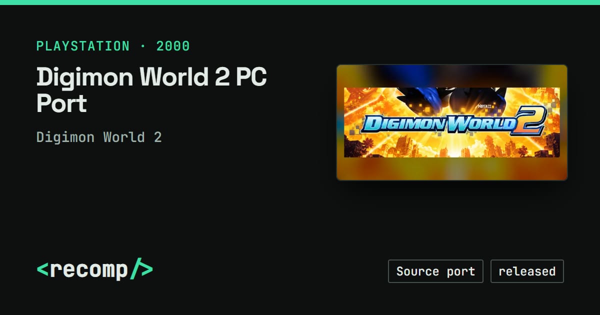 Digimon World 2 PC Port · Recomp