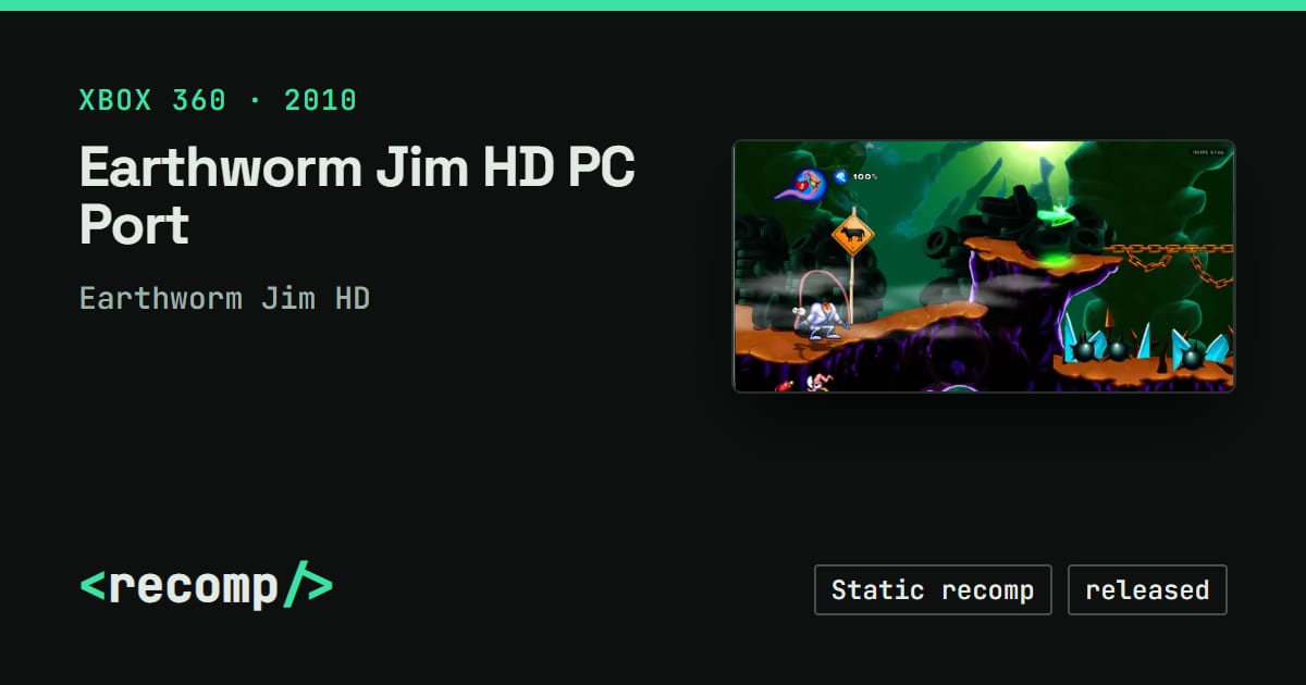 Earthworm Jim HD PC Port · Recomp