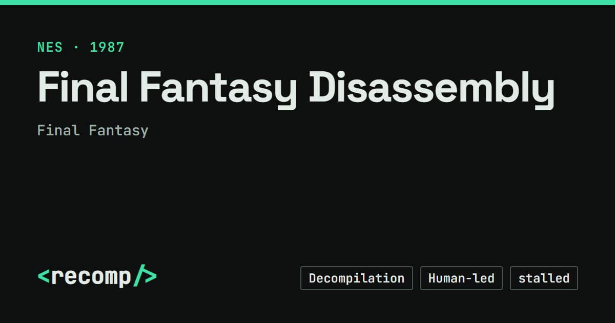 Final Fantasy Disassembly · Recomp