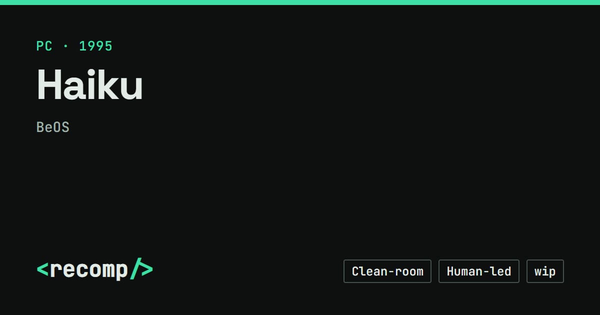 Haiku: BeOS clean-room rebuild, play in browser · Recomp