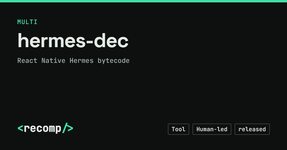 hermes-dec: React Native Hermes bytecode source port, download & source ...