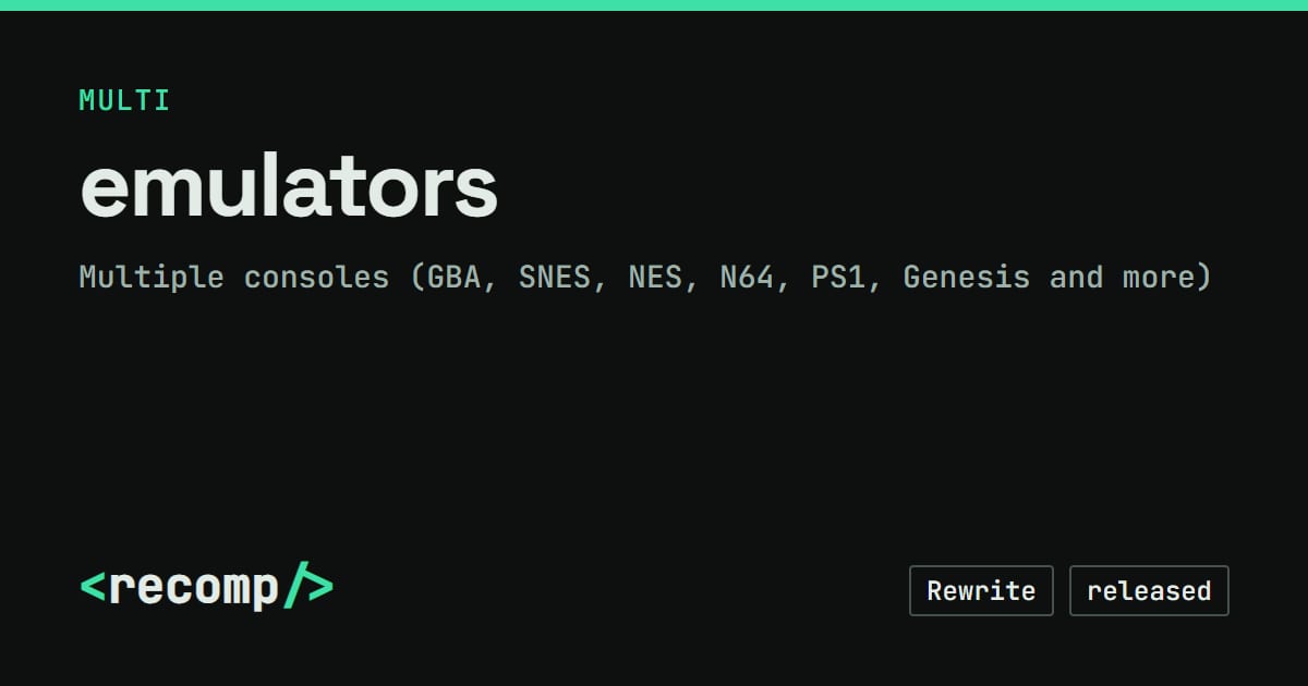 All Gba Emulators emulators: source port, download & source · Recomp
