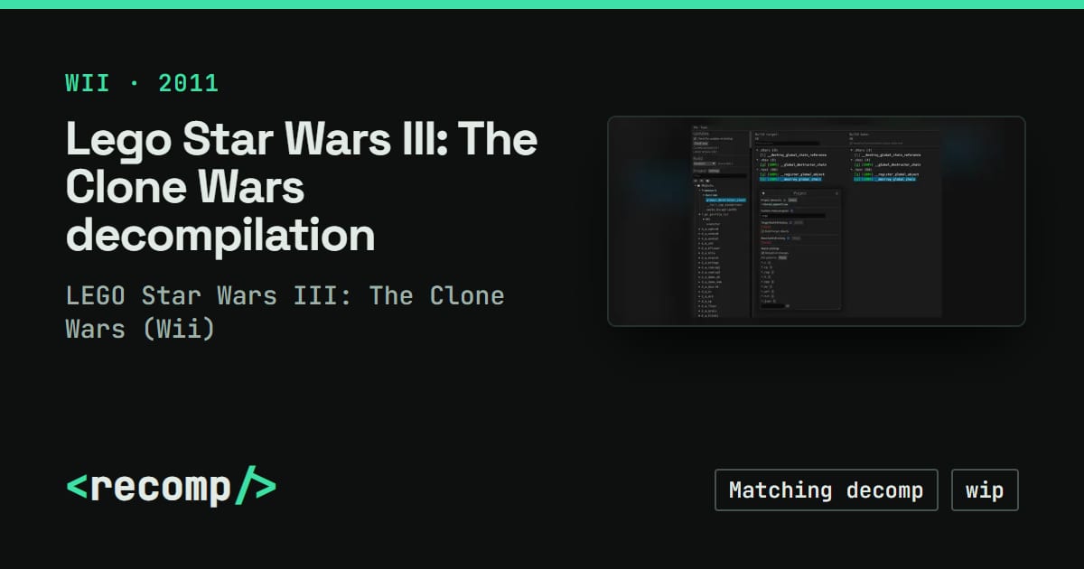 Software Clone Os Lego Star Wars III: The Clone Wars decompilation · Recomp