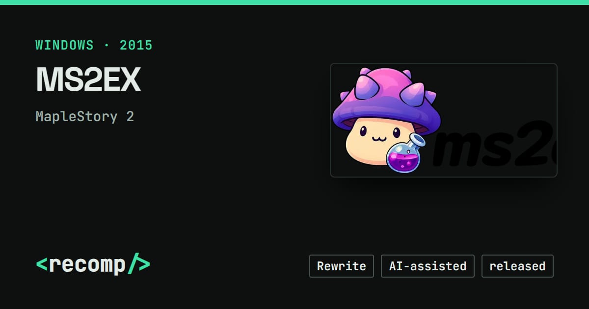 MS2EX: MapleStory 2 PC port, download & source · Recomp