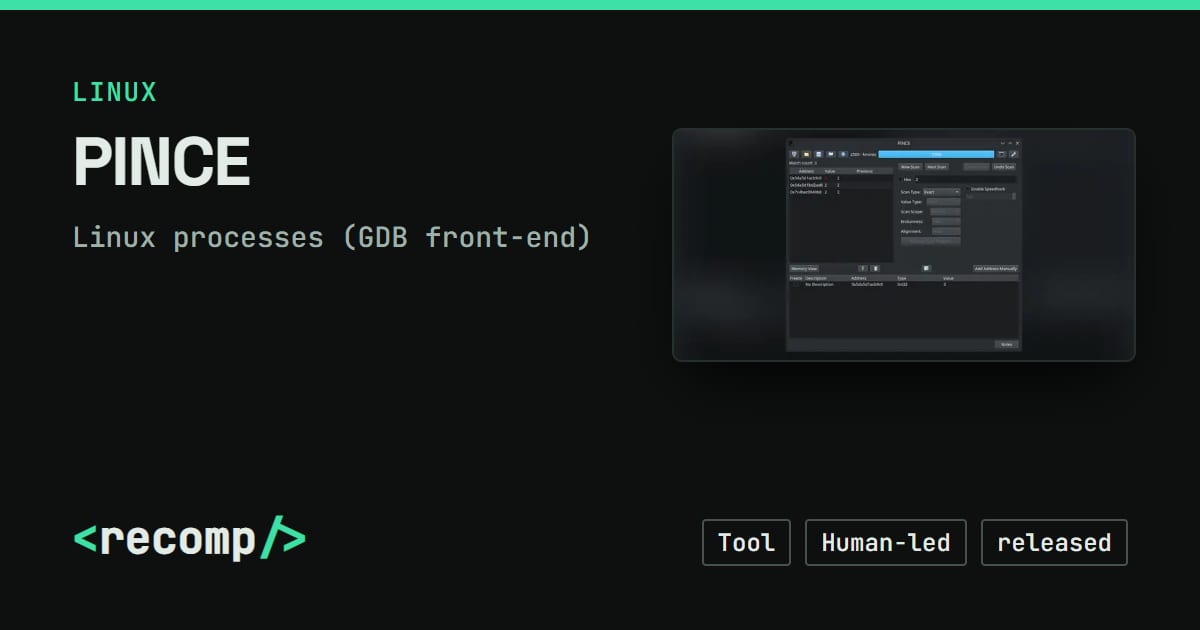 PINCE: Linux processes (GDB front-end) source port, download & source ...