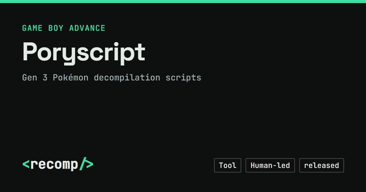 Poryscript: source port, download & source · Recomp