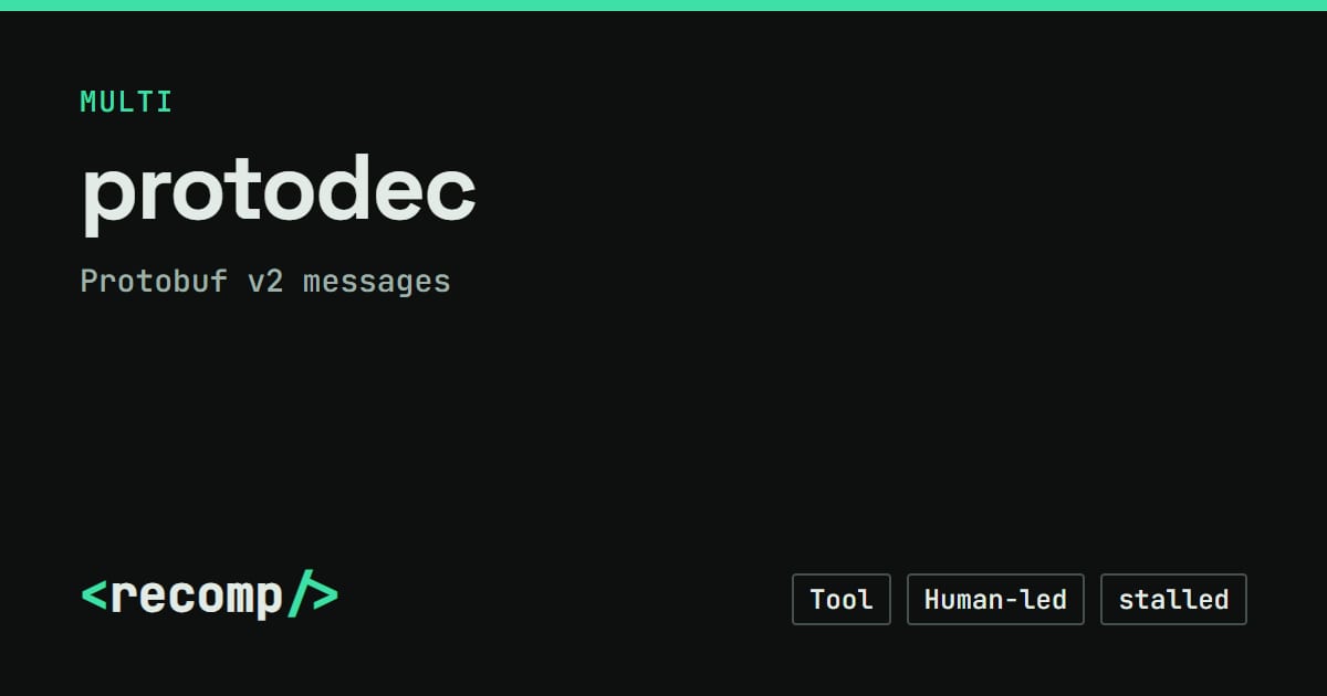 protodec: Protobuf v2 messages source port, download & source · Recomp