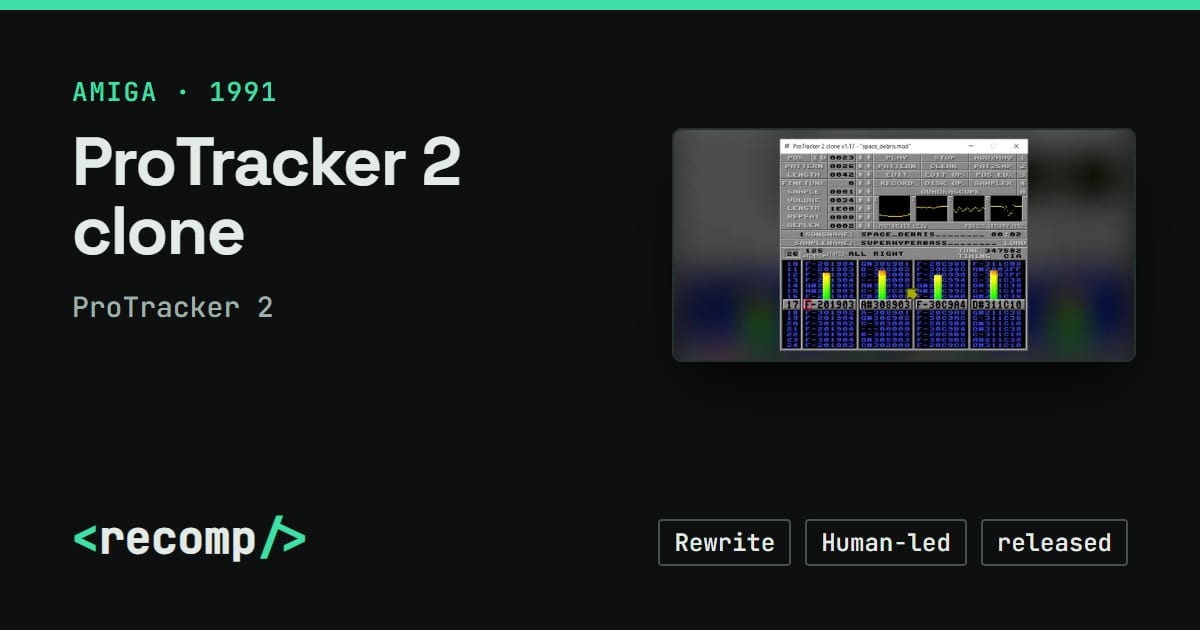 Software Clone Os ProTracker 2 clone: source port, download & source · Recomp